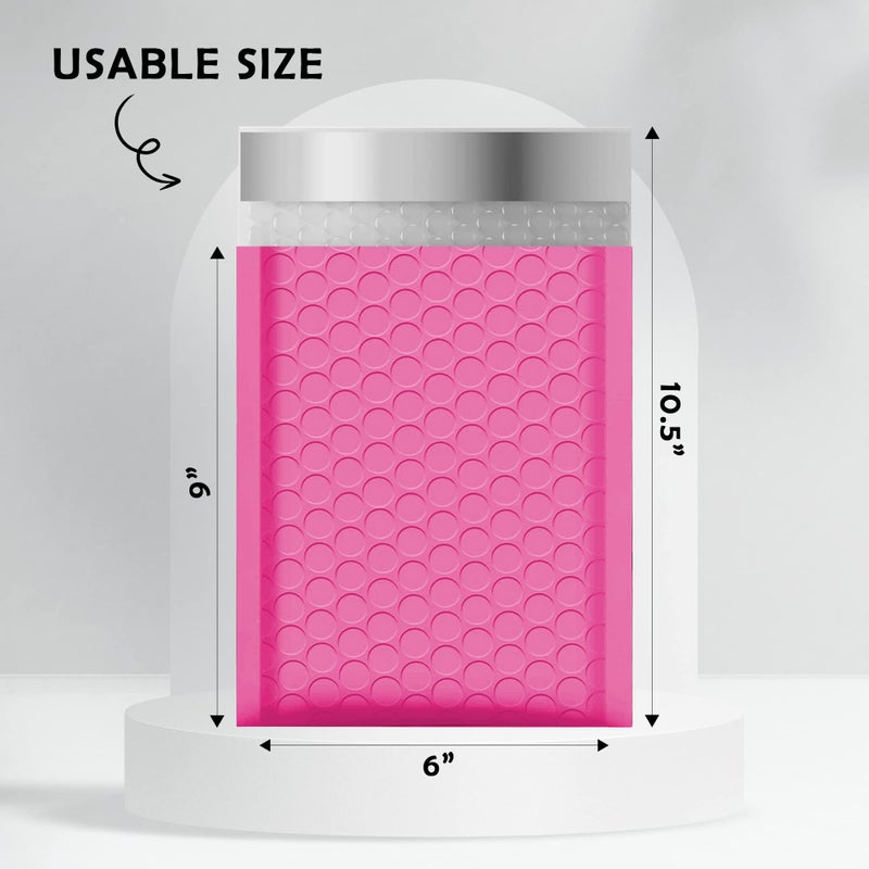 Yens Poly Bubble Mailers 6x10 25 Pack Hot Pink Waterproof Self Seal Adhesive Shipping Bags, Cushioning Padded Envelopes for Shipping, Mailing, Packaging Usable 6x9 - Image 2